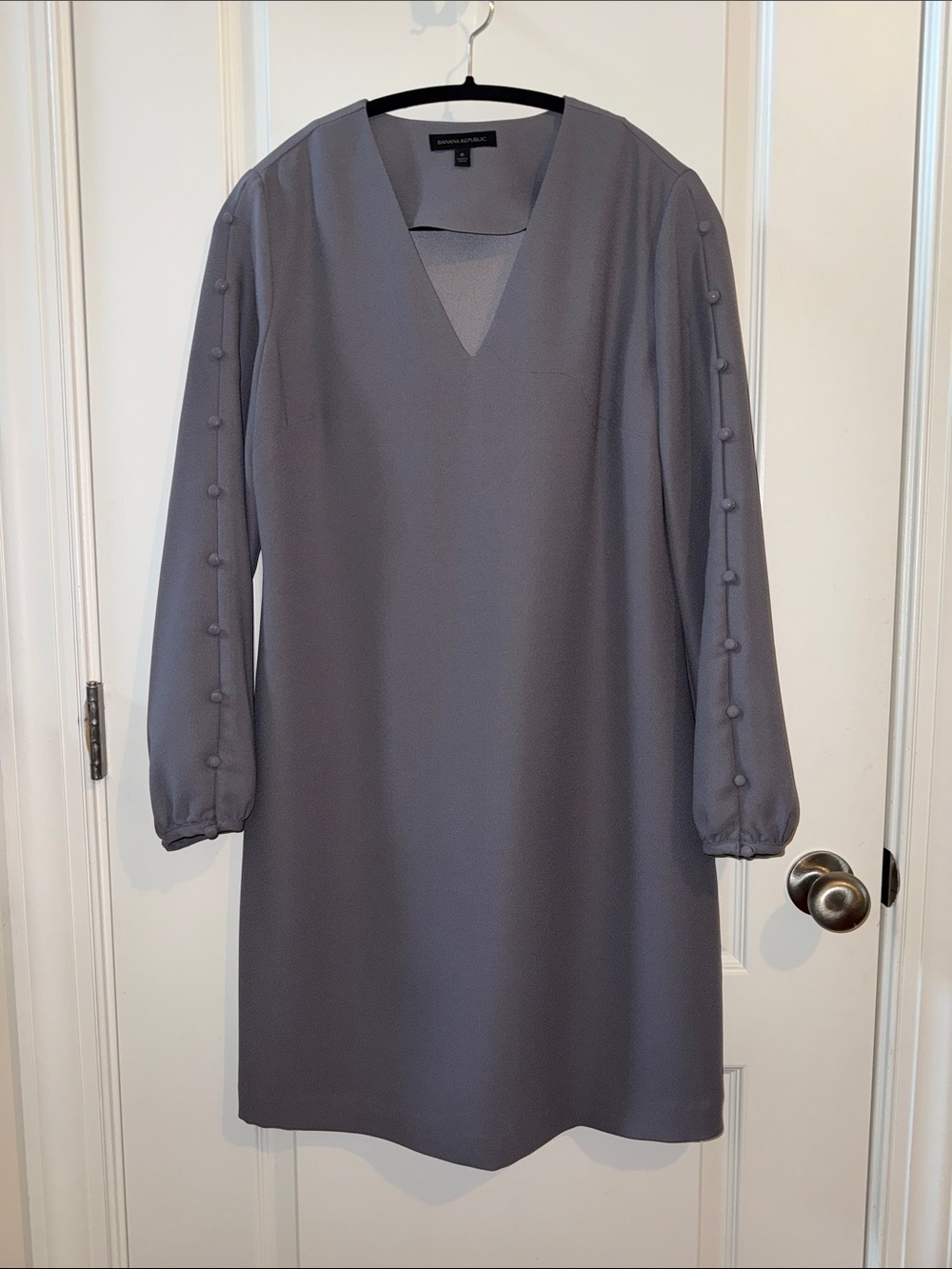 Banana Republic Slate Gray V-Neck Long Sleeve Shift Dress